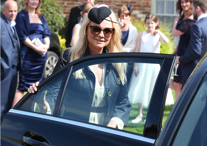 Geri Halliwell and Christian Horner leaving with guests after there wedding ceremony